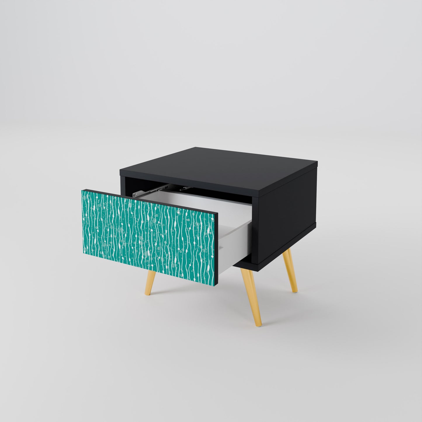 Comodino TURQUOISE RAIN in finitura nera
