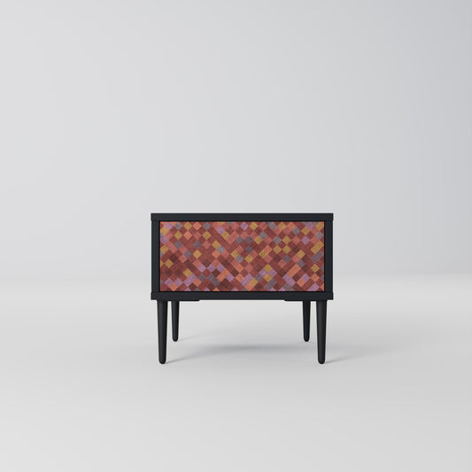 PAINTED SQUARES Nightstand in Black Finish