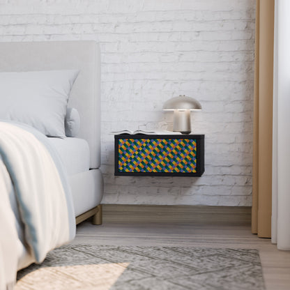 PAINTED SQUARES MIX Nightstand in Black Finish
