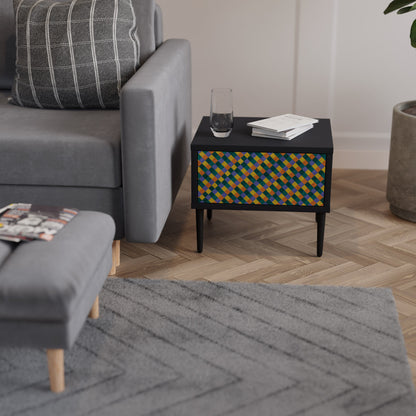PAINTED SQUARES MIX Nightstand in Black Finish