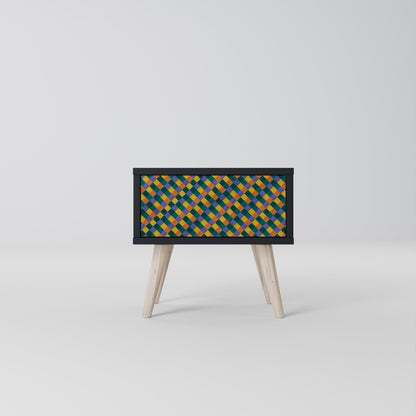 PAINTED SQUARES MIX Nightstand in Black Finish