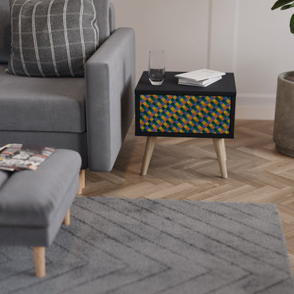 PAINTED SQUARES MIX Nightstand in Black Finish