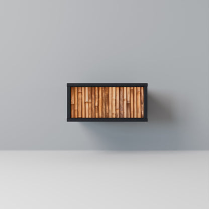 Comodino in LEGNO NATURALE con finitura nera