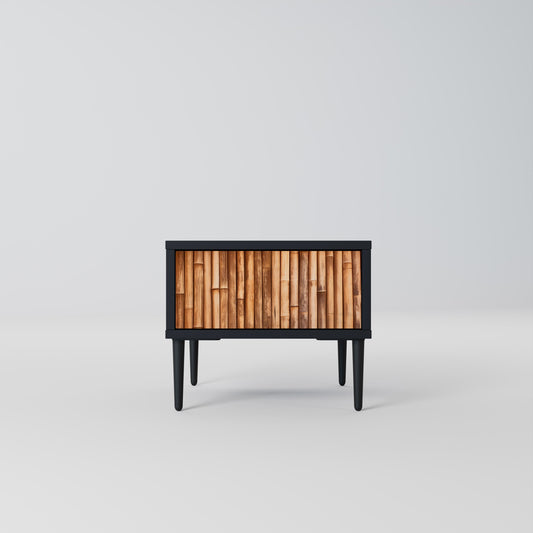 NATURAL WOOD Nightstand in Black Finish