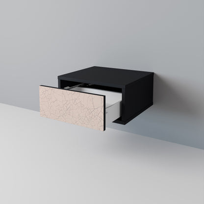 Comodino con texture in ceramica, finitura nera