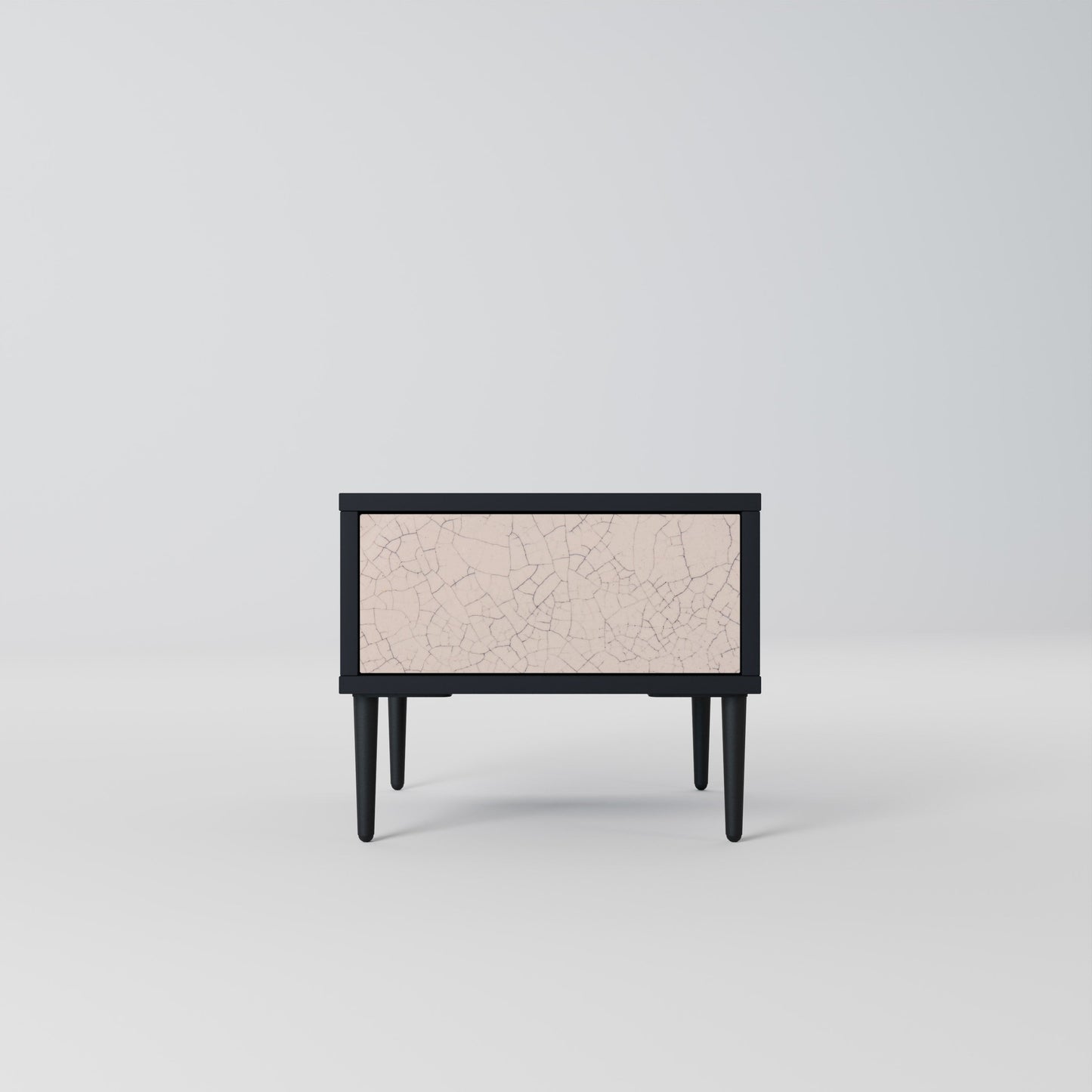 Comodino con texture in ceramica, finitura nera