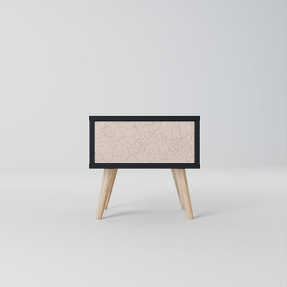 Comodino con texture in ceramica, finitura nera
