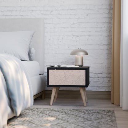 Comodino con texture in ceramica, finitura nera