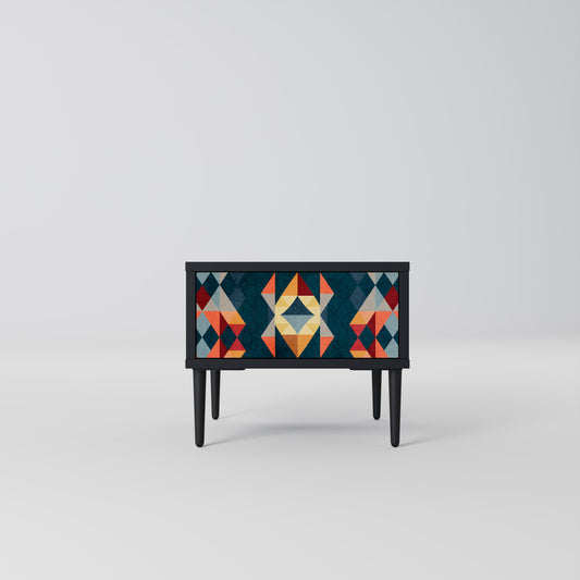 CRACKED ILLUSION Nightstand in Black Finish