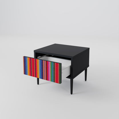 Comodino ETNICO MESSICANO in finitura nera