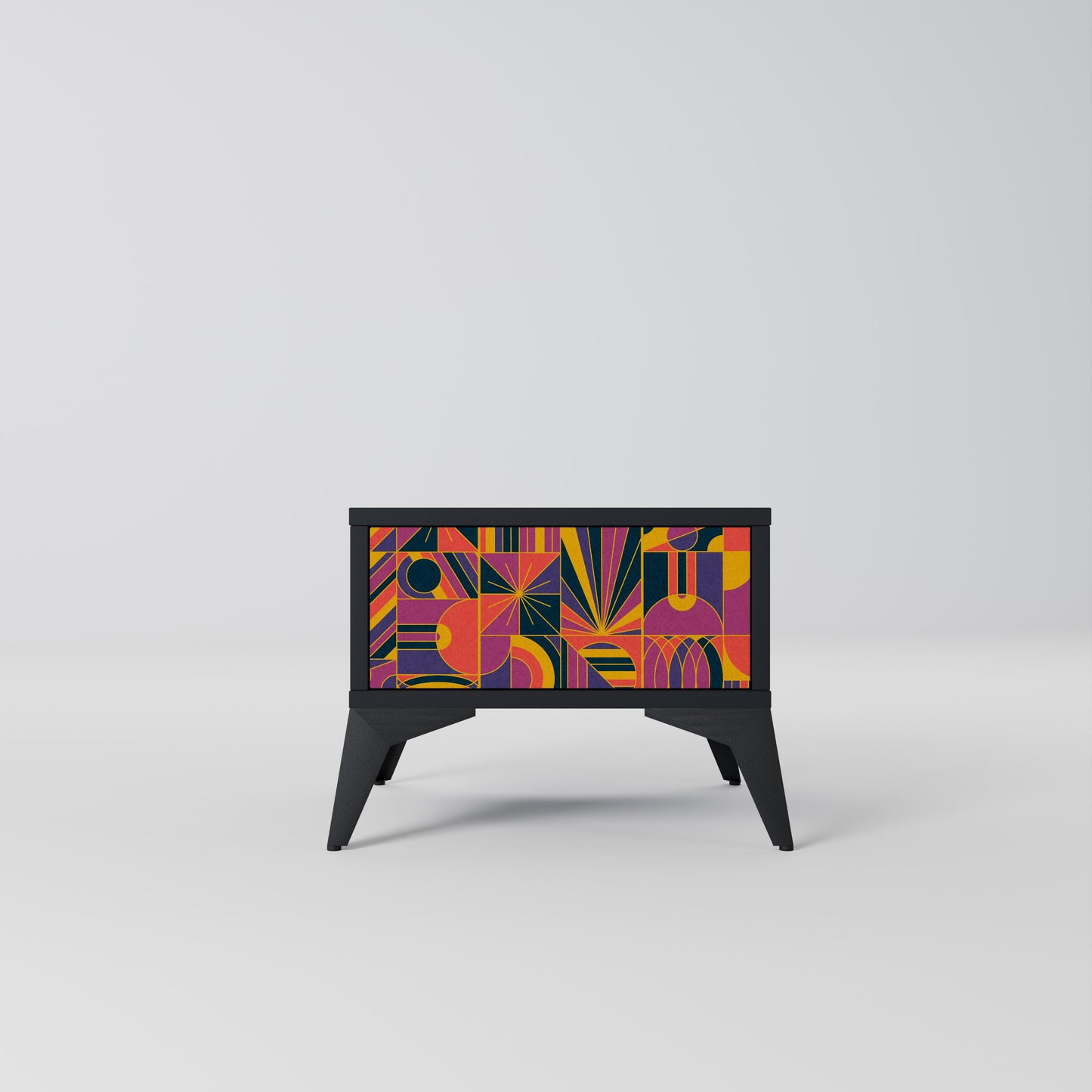 ELECTRIC PATTERNS Nightstand in Black Finish