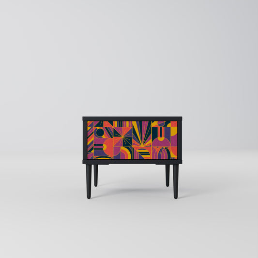 ELECTRIC PATTERNS Nightstand in Black Finish