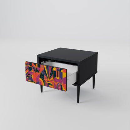 ELECTRIC PATTERNS Nightstand in Black Finish
