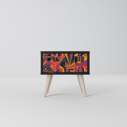 ELECTRIC PATTERNS Nightstand in Black Finish