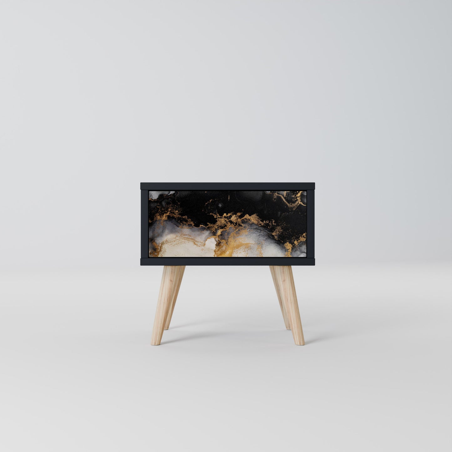 MARBLE OF TOMMORROW Nightstand in Black Finish