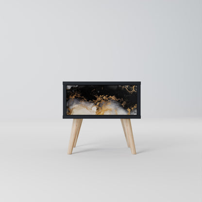 MARBLE OF TOMMORROW Nightstand in Black Finish