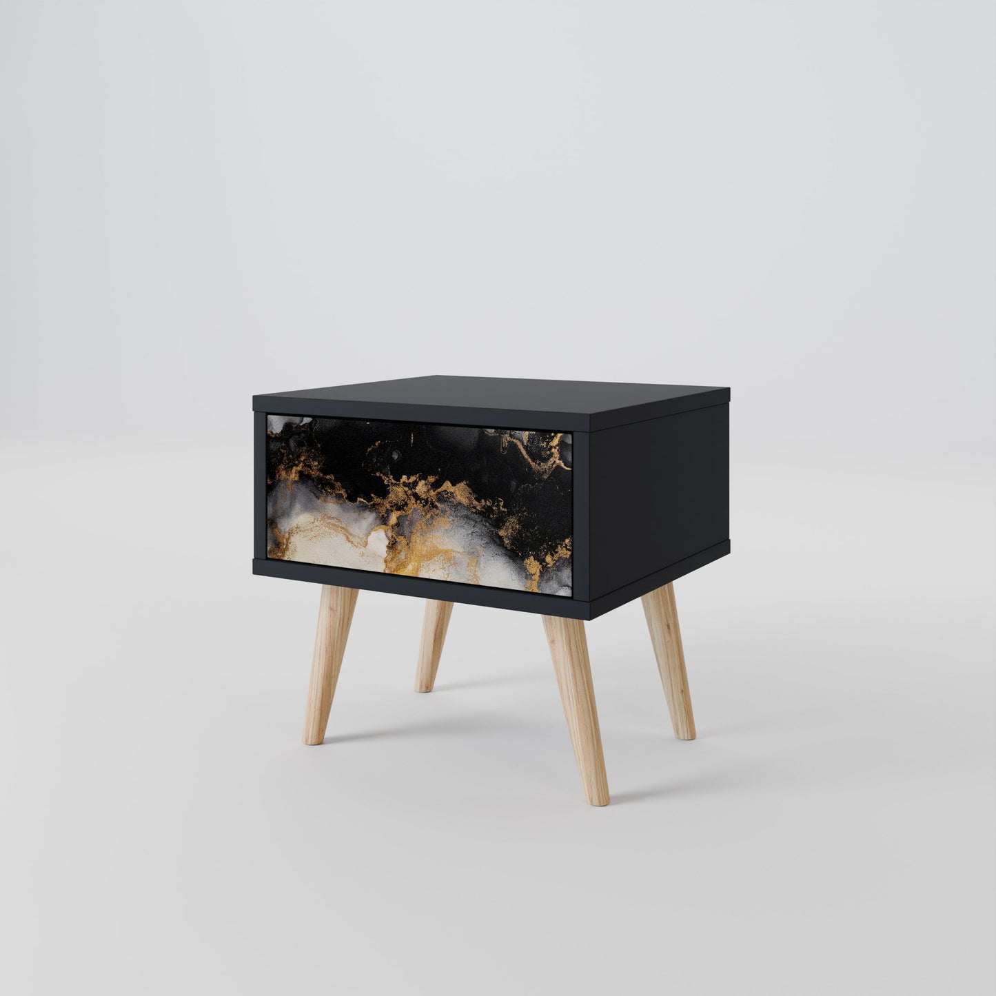 MARBLE OF TOMMORROW Nightstand in Black Finish