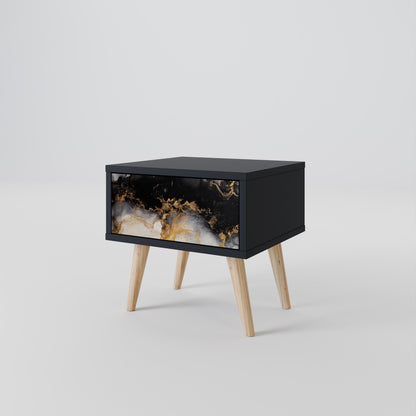 MARBLE OF TOMMORROW Nightstand in Black Finish