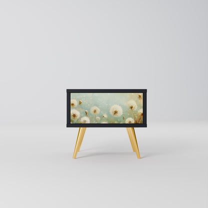 DREAMY MEADOW Nightstand in Black Finish