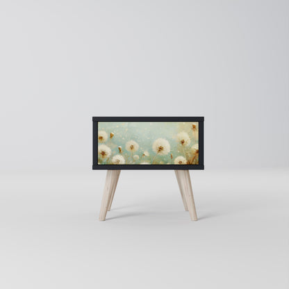 DREAMY MEADOW Nightstand in Black Finish