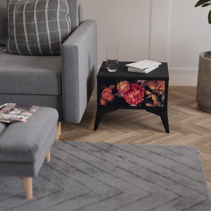 NEVERENDING BLOOM Nightstand in Black Finish