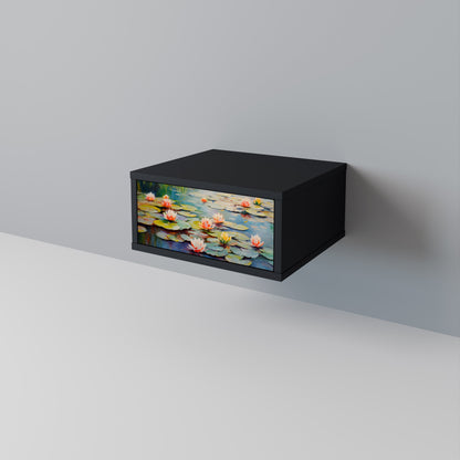 BLOOMING WATERS Nightstand in Black Finish