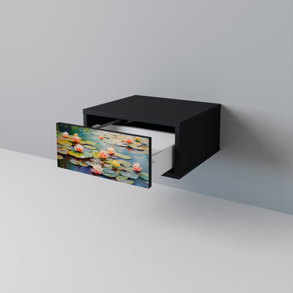BLOOMING WATERS Nightstand in Black Finish