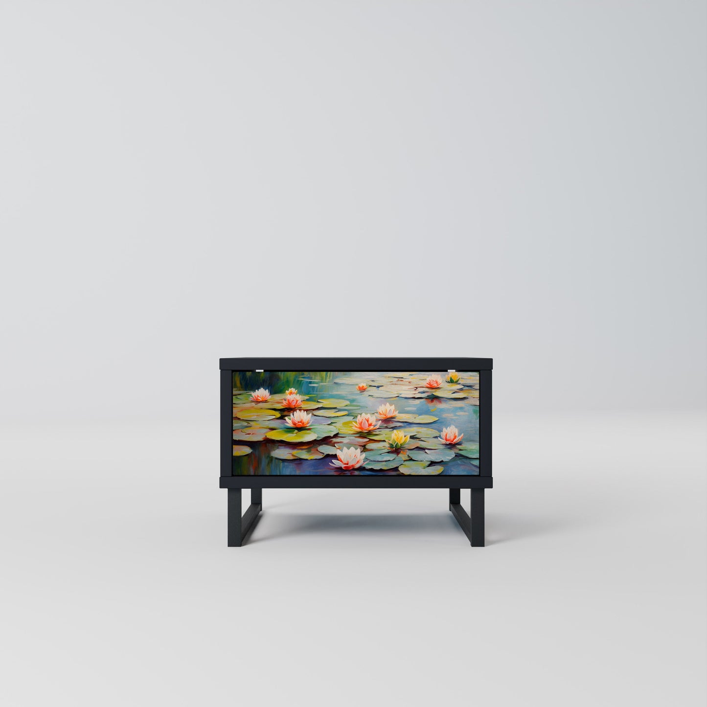 BLOOMING WATERS Nightstand in Black Finish