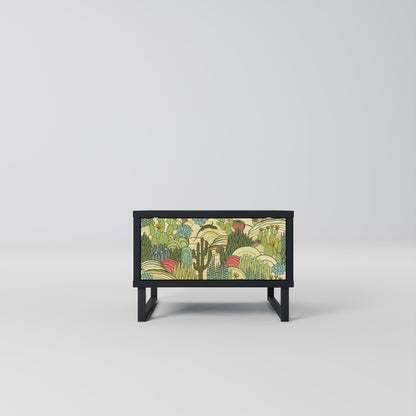 SUCCULENTS KALEIDOSCOPE Nightstand in Black Finish