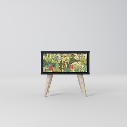 SUCCULENTS KALEIDOSCOPE Nightstand in Black Finish