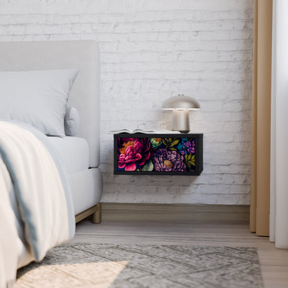 BLOOMING ELEGANCE Nightstand in Black Finish