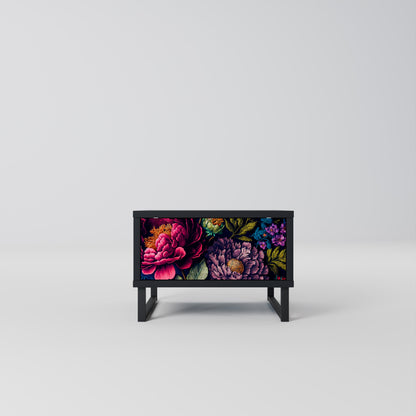 BLOOMING ELEGANCE Nightstand in Black Finish