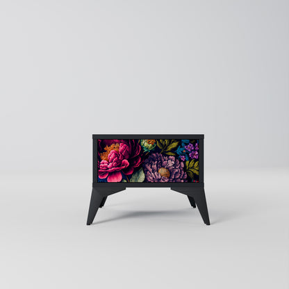 BLOOMING ELEGANCE Nightstand in Black Finish