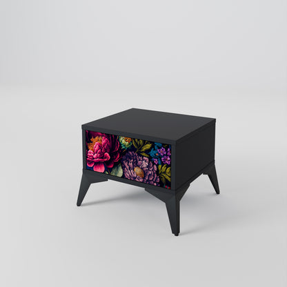 BLOOMING ELEGANCE Nightstand in Black Finish