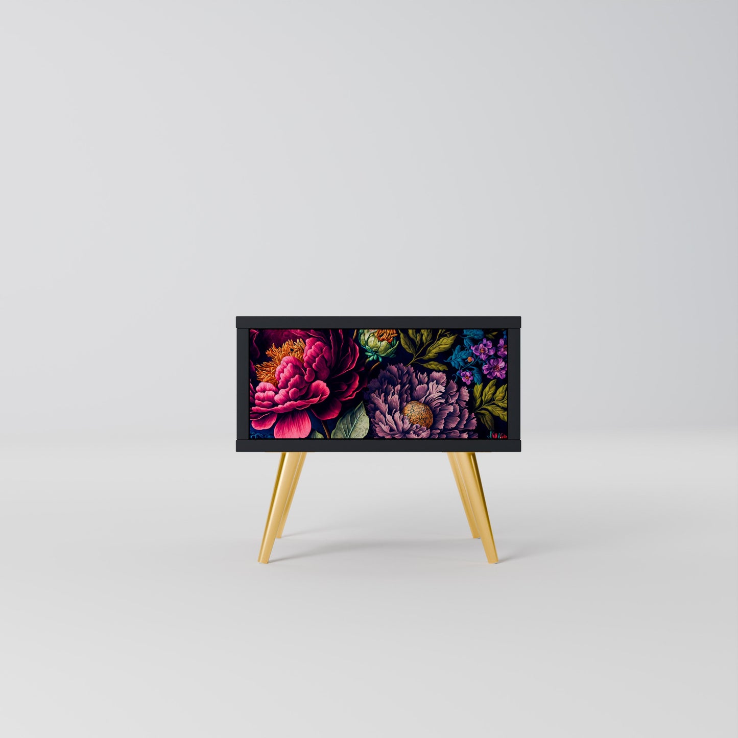 BLOOMING ELEGANCE Nightstand in Black Finish