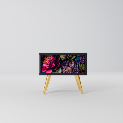 BLOOMING ELEGANCE Nightstand in Black Finish