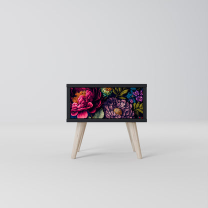 BLOOMING ELEGANCE Nightstand in Black Finish