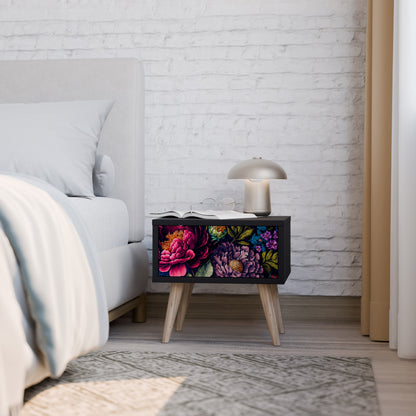 BLOOMING ELEGANCE Nightstand in Black Finish