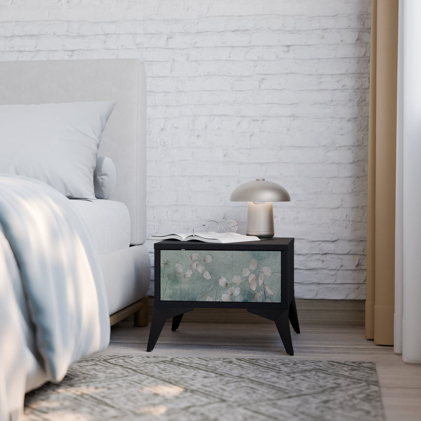 NIGHT LADY Nightstand in Black Finish
