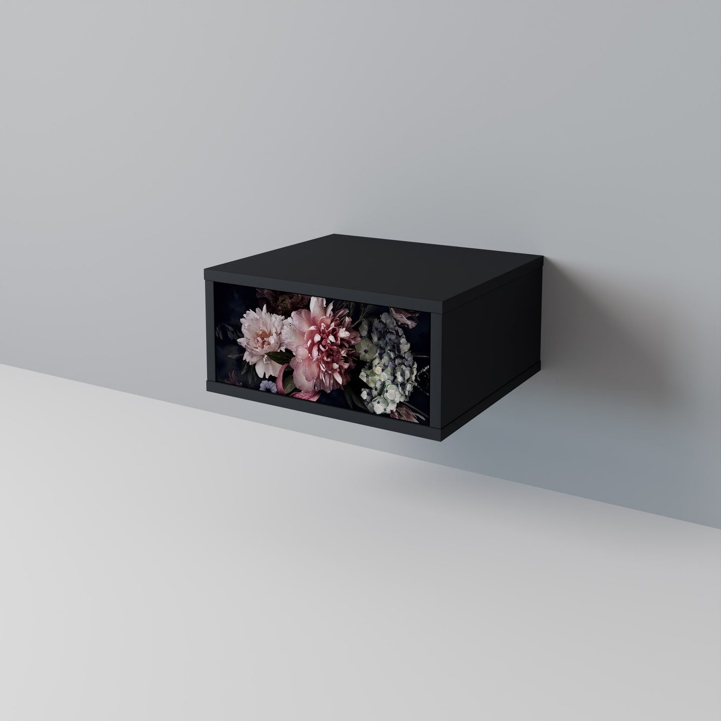 PURE BLOSSOM Nightstand in Black Finish