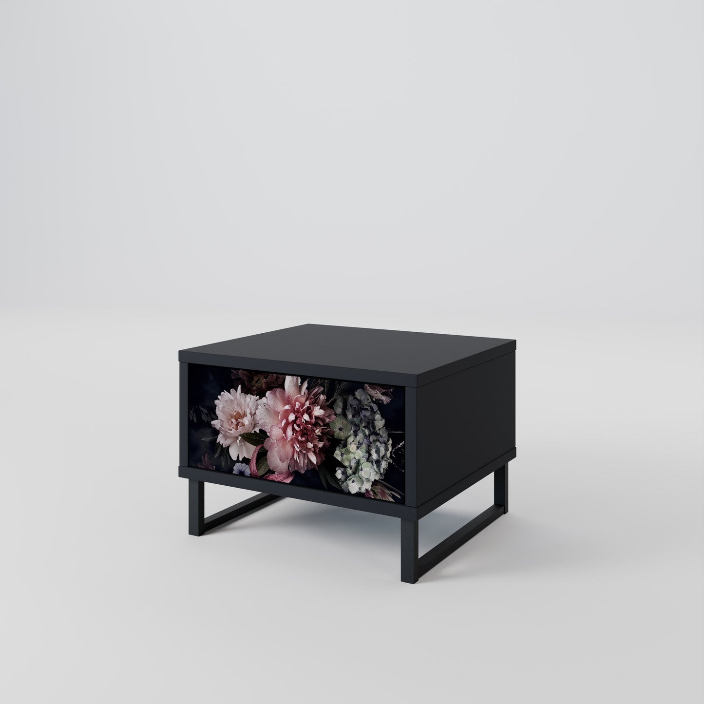 PURE BLOSSOM Nightstand in Black Finish
