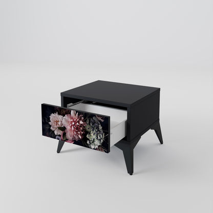 PURE BLOSSOM Nightstand in Black Finish