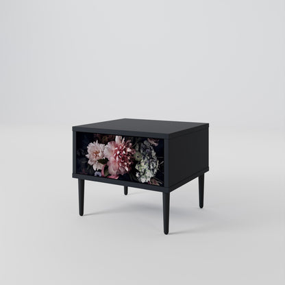 PURE BLOSSOM Nightstand in Black Finish