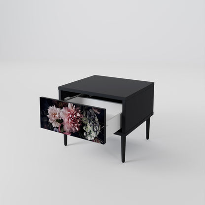 PURE BLOSSOM Nightstand in Black Finish