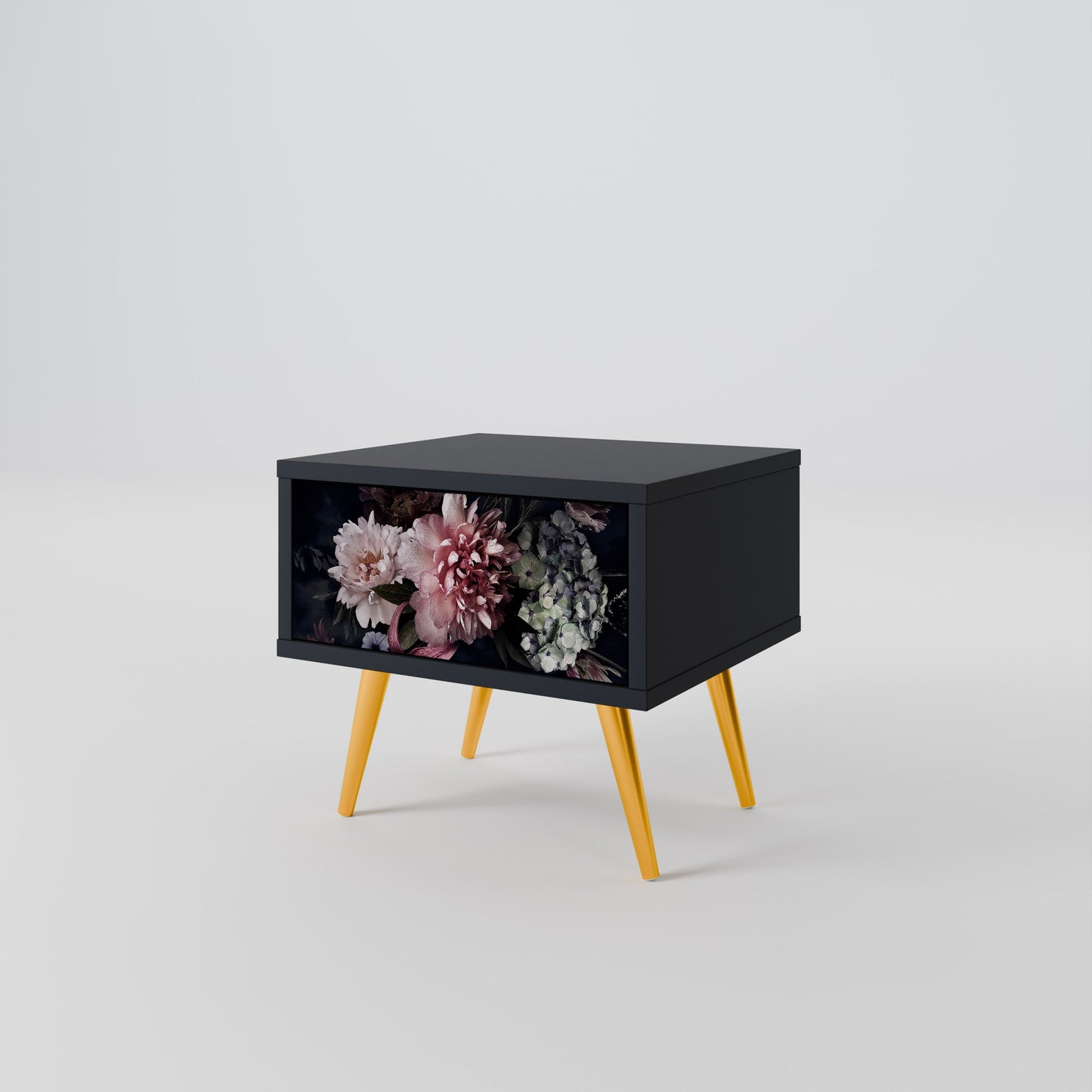PURE BLOSSOM Nightstand in Black Finish