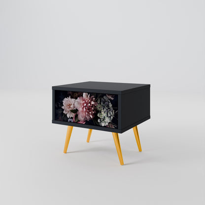 PURE BLOSSOM Nightstand in Black Finish
