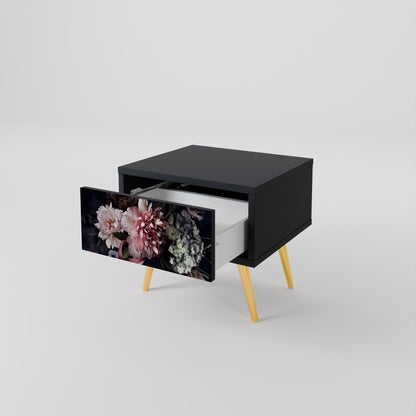 PURE BLOSSOM Nightstand in Black Finish