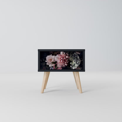 PURE BLOSSOM Nightstand in Black Finish