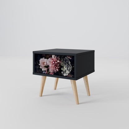 PURE BLOSSOM Nightstand in Black Finish