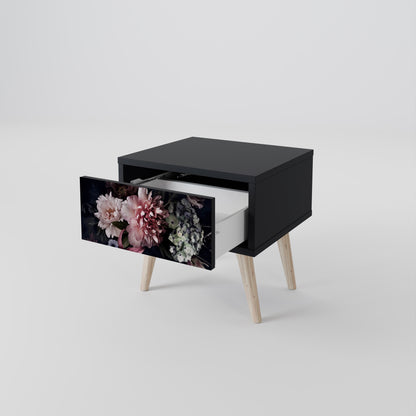 PURE BLOSSOM Nightstand in Black Finish